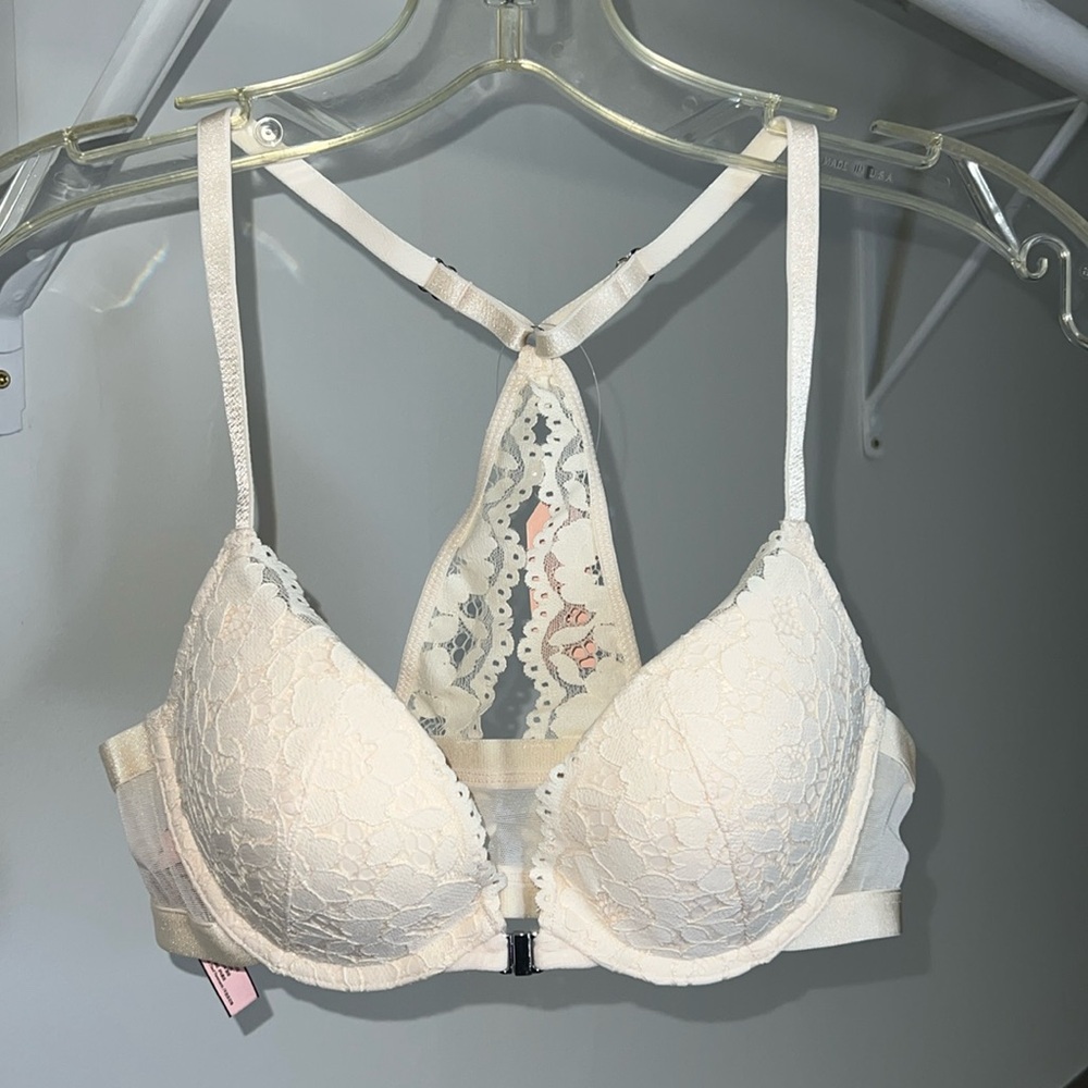 Dobreva Ivory Lace Racerback Front close Bra- 32C